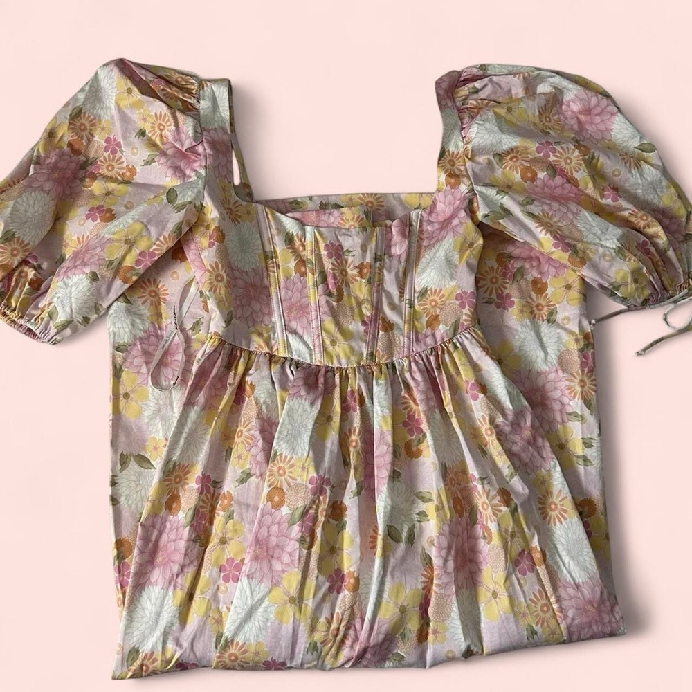 For Love And Lemons Pink and Yellow Floral Dress